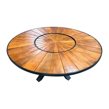 Mesa Volt Prato Giratório Madeira 160cm Tampo Madeira Peroba Rosa Pizza