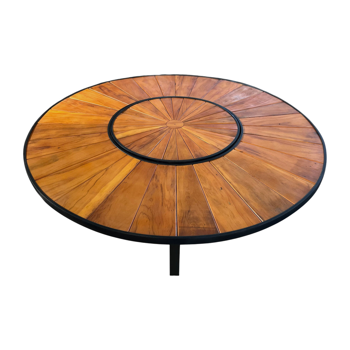 Mesa redonda Sophia 180 cm tapa de madera con placa giratoria base de aluminio negro | Toth Móveis