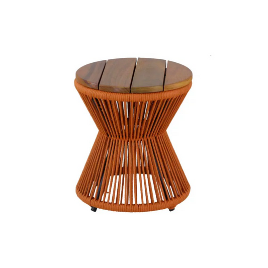 Mesa de Centro Hourglass Aluminio Color Negro y Cuerda Náutica Color Terracota