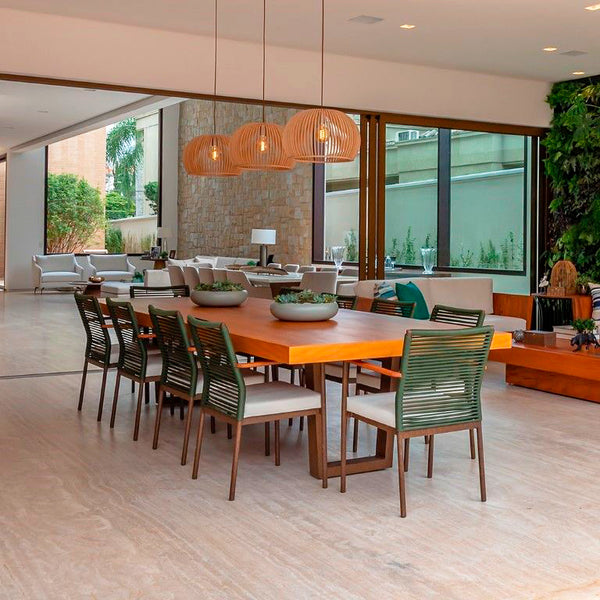Ambiente 2 com Mesa de comedor Aura 280x110 cm con tapa de madera maciza y base de aluminio - 10 plazas
