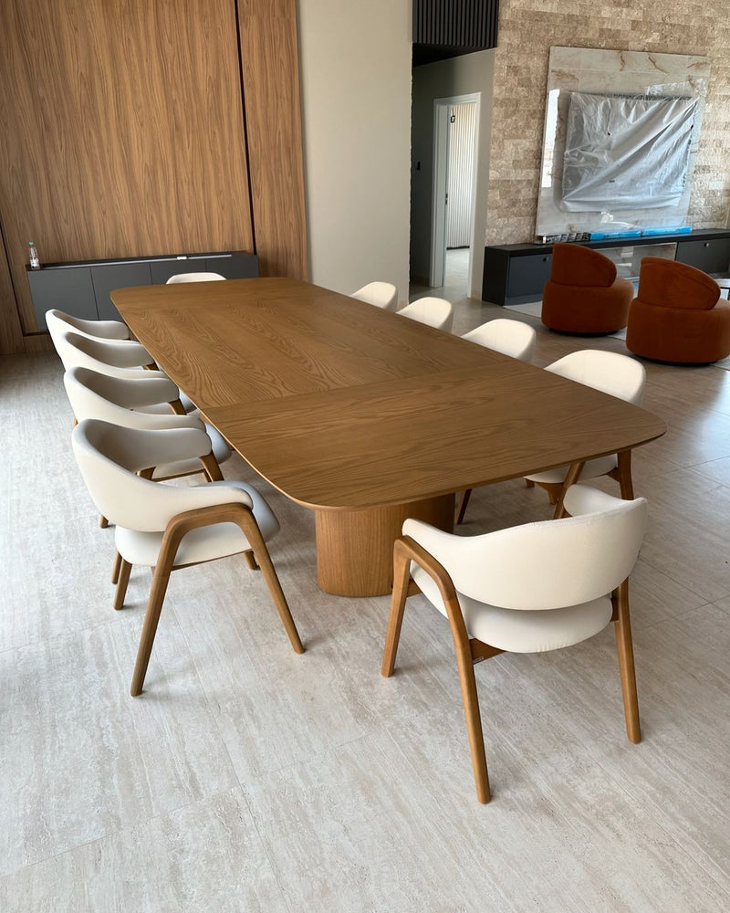 Mesa de Jantar Garda 240x110cm Base Madeira Preta Tampo Laminado Preto Canto Barril