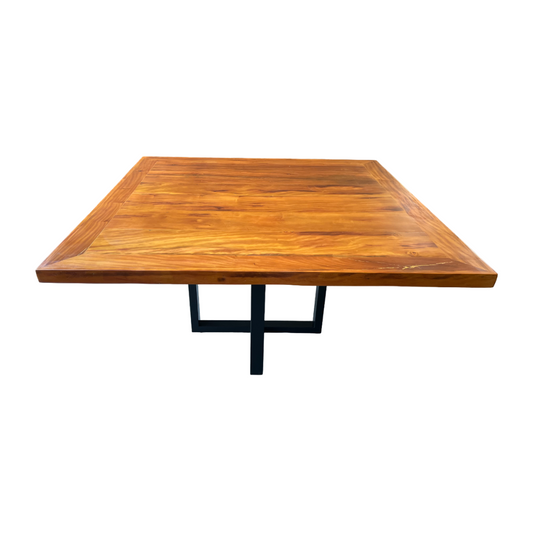 Mesa de Comedor Cuadrada 150x150cm Tapa de Madera Maciza Base de Aluminio Montreal - 8 Plazas