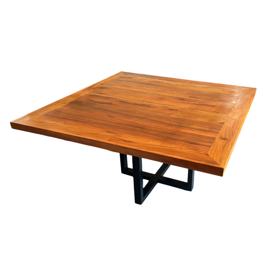 Mesa de Comedor Cuadrada 150x150cm Tapa de Madera Maciza Base de Aluminio Montreal - 8 Plazas