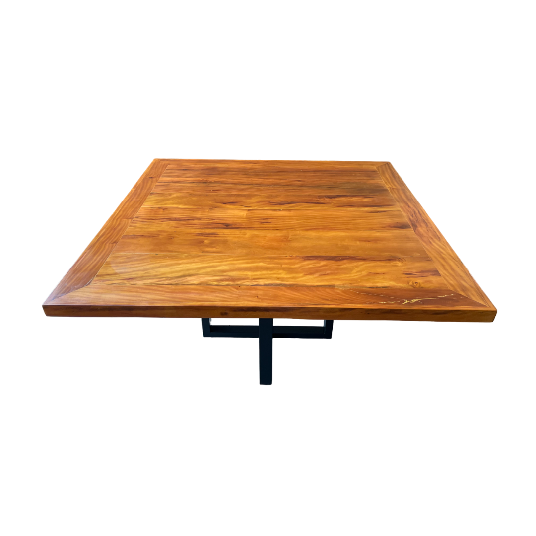 Mesa de Comedor Cuadrada 150x150cm Tapa de Madera Maciza Base de Aluminio Montreal - 8 Plazas