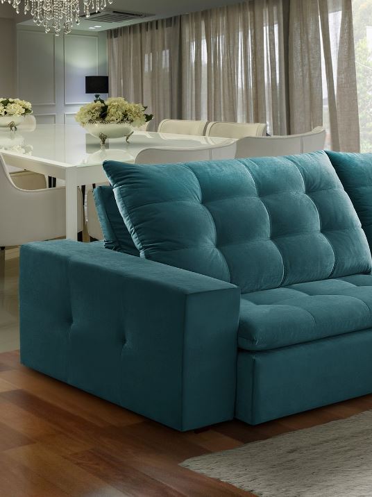 Ambiente 1 com Sofá Estofado Smile Retrátil e Reclinável Linho Off White