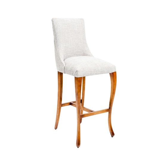 Luce Stool Aged Wood Light Linen Upholstered Seat