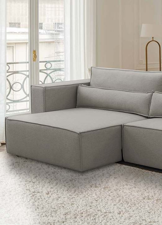 Ambiente 1 com Sofá Estofado Armani Retrátil Linho Cinza