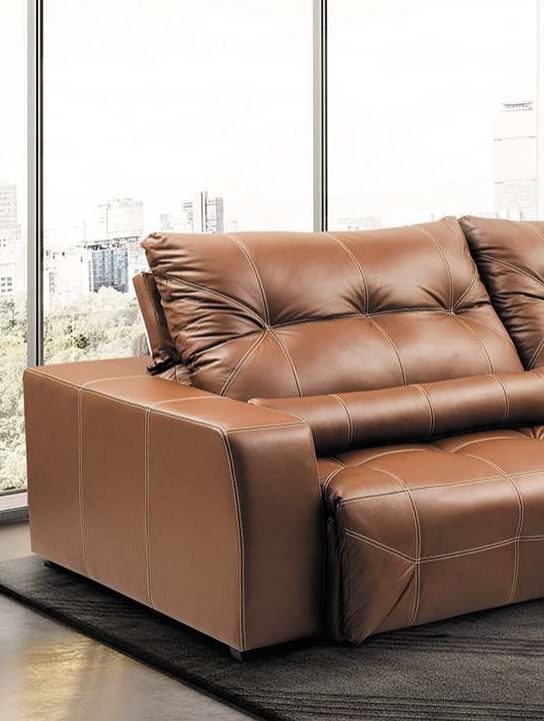 Ambiente 1 com Sofá Estofado Massimus Retrátil e Reclinável Linho Off White