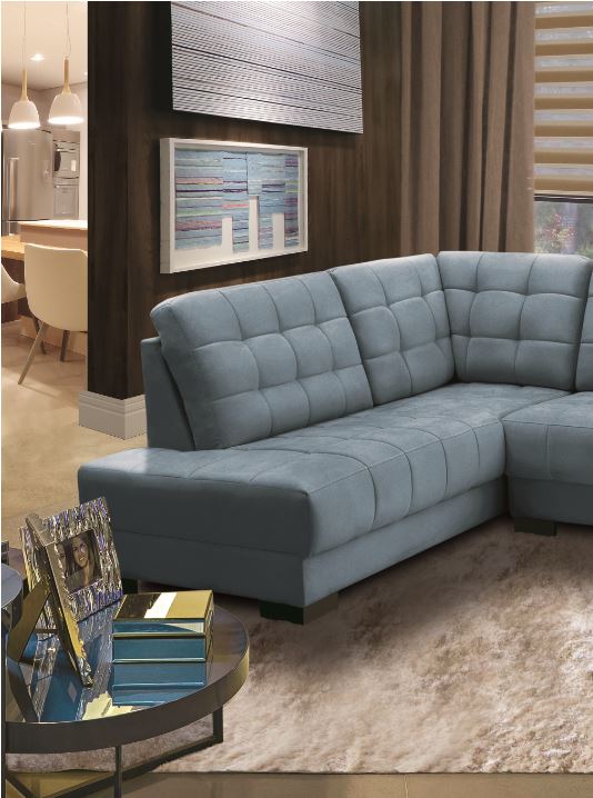 Ambiente 3 com Sofá tapizado Daymon de lino gris