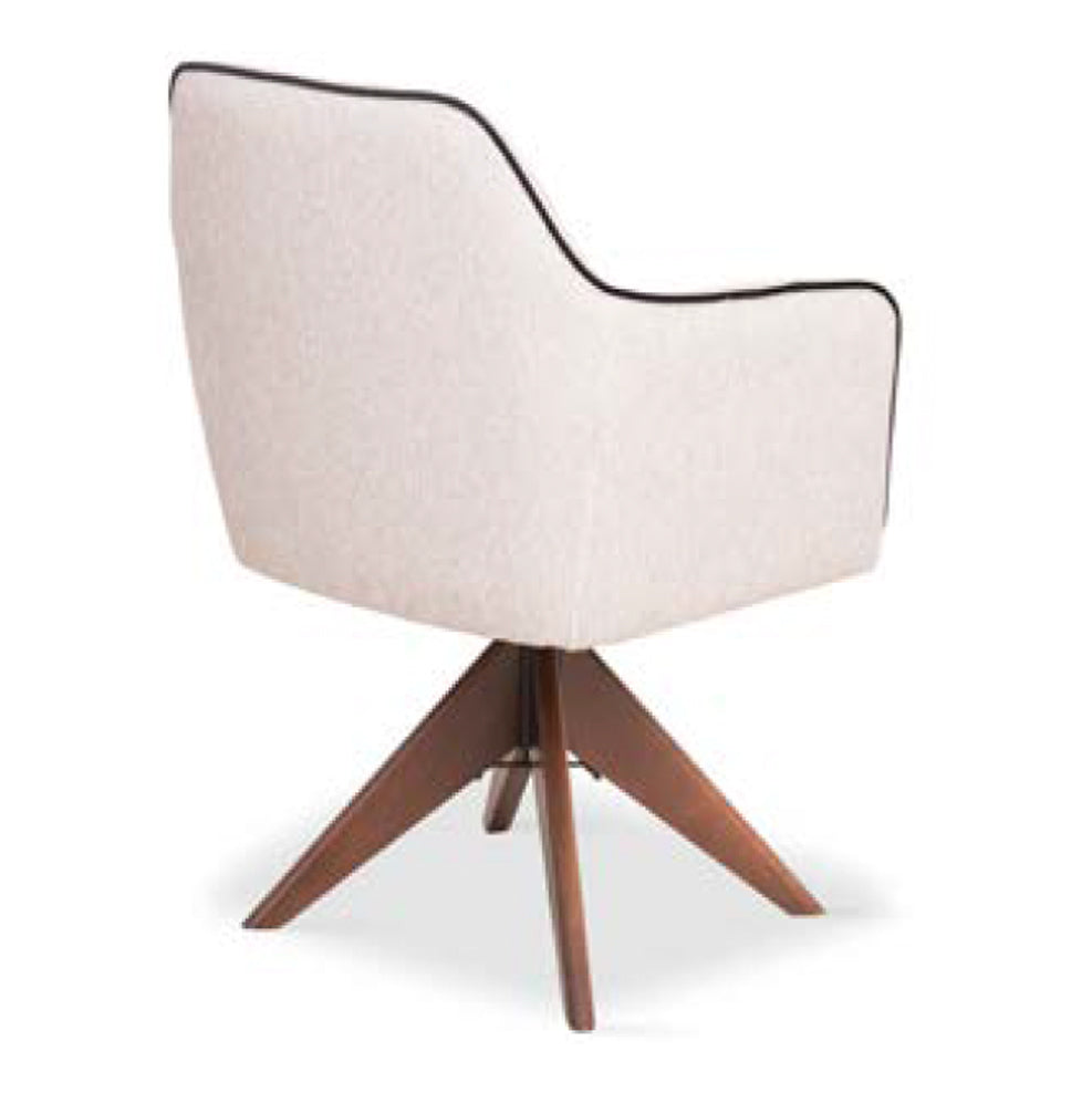 Monic Almond Wood Stool Upholstered Backrest and Seat in Leatherette Fabric 534