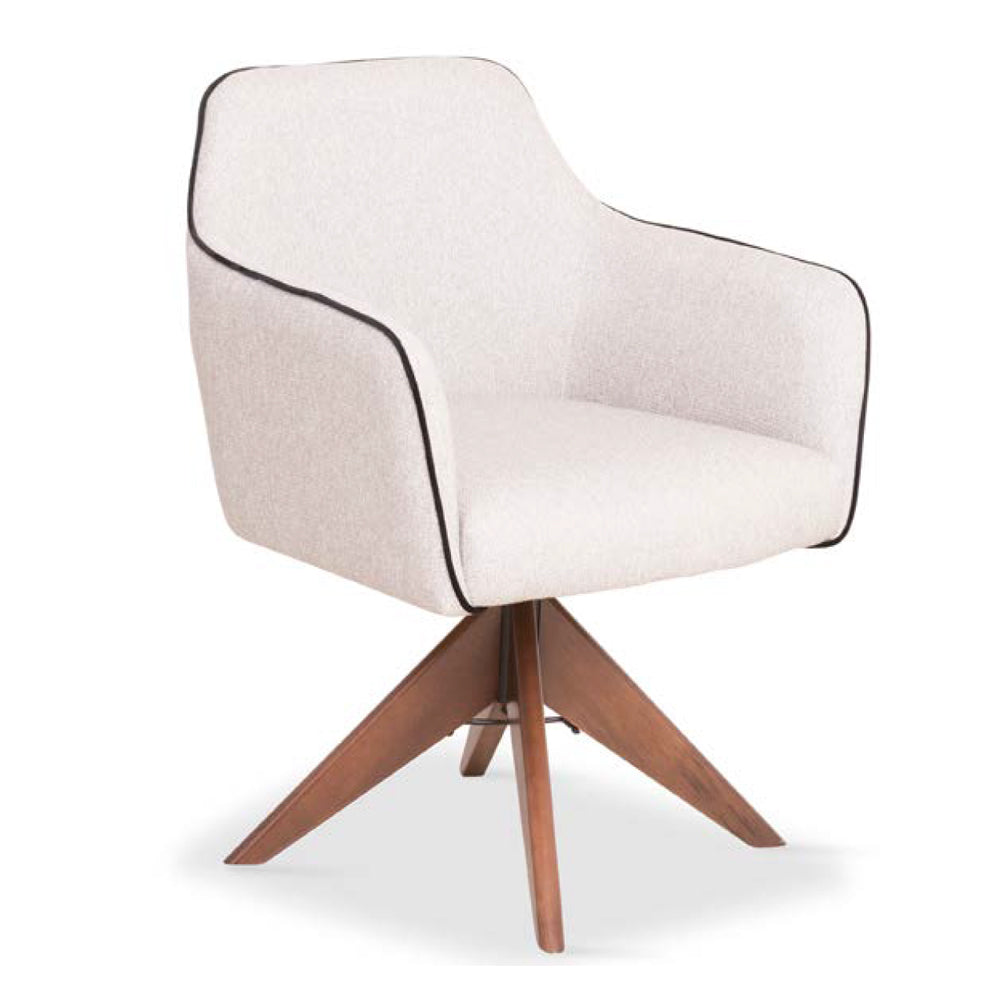 Monic Almond Wood Stool Upholstered Backrest and Seat in Leatherette Fabric 534