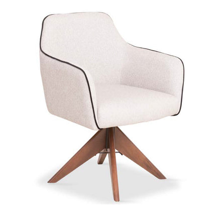 Monic Almond Wood Stool Upholstered Backrest and Seat in Leatherette Fabric 534