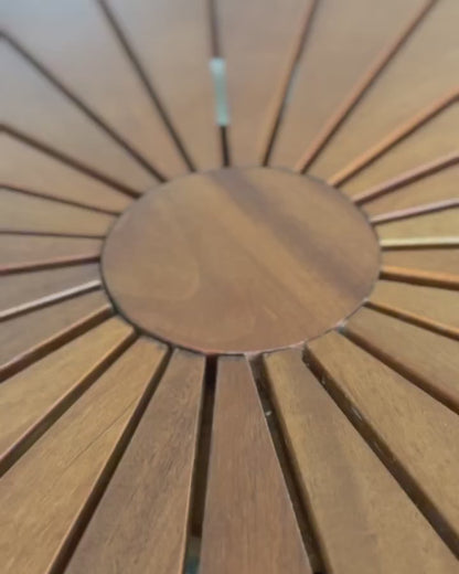 Mesa de comedor redonda sobre 140 cm Ripado Pizza madera maciza Cumaru