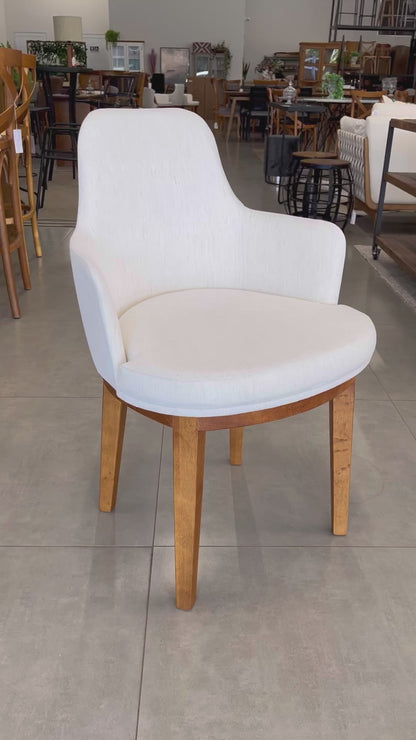 Selene Wooden Chair with Cream Linen Upholstery 2422