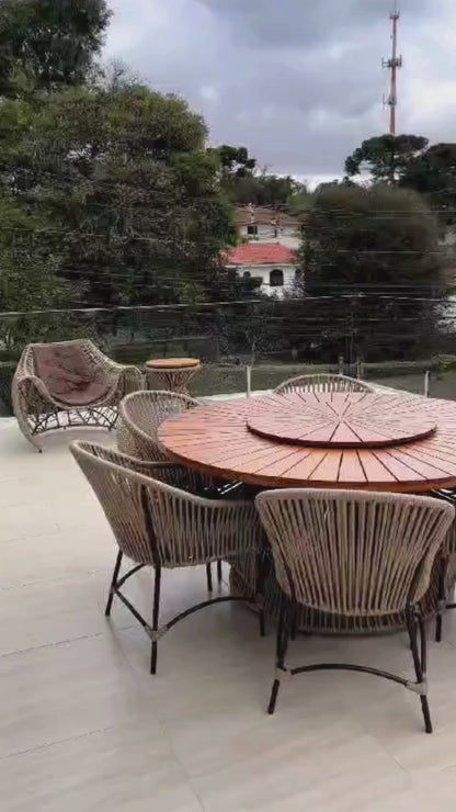 Mesa de comedor redonda sobre 160 cm Ripado Pizza madera maciza Cumaru