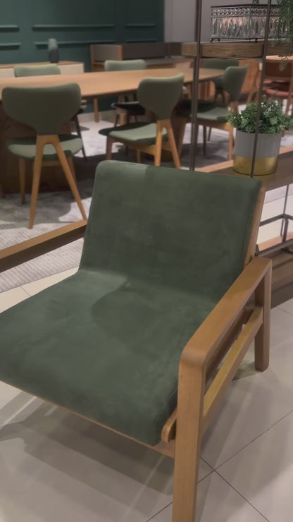 Silla Trian Madera Canela Respaldo y Asiento Tapizado Tela 163