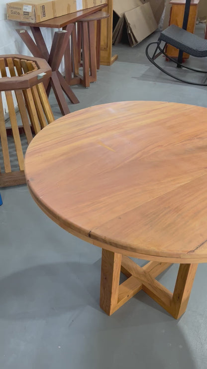 Mesa de Jantar Redonda 90cm Base Kobe Madeira Maciça - 4 Lugares
