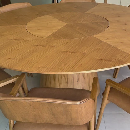 Munich Dining Table with Turntable Cinnamon Wood 240x240x77cm