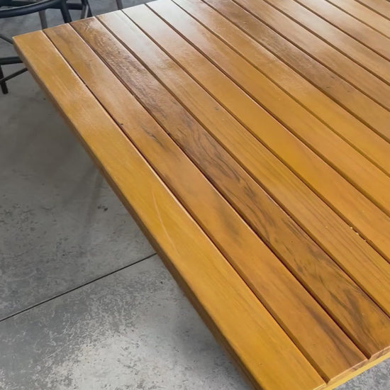 Mesa Porto Madeira 270x110cm Tampo Ripado Base Aluminio | Toth Móveis