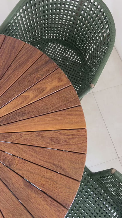 Mesa de comedor redonda sobre 160 cm Ripado Pizza madera maciza Cumaru