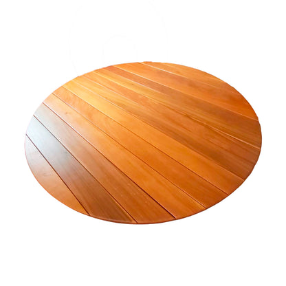 Mesa de comedor redonda con tablero de listones de madera maciza de 120 cm Cumaru