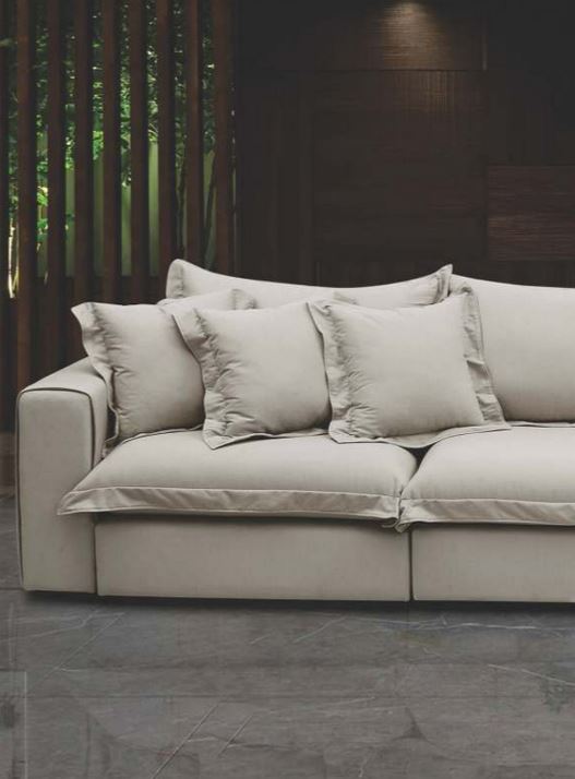 Ambiente 1 com Sofá Estofado Caprio Retrátil e Reclinável Linho Off White