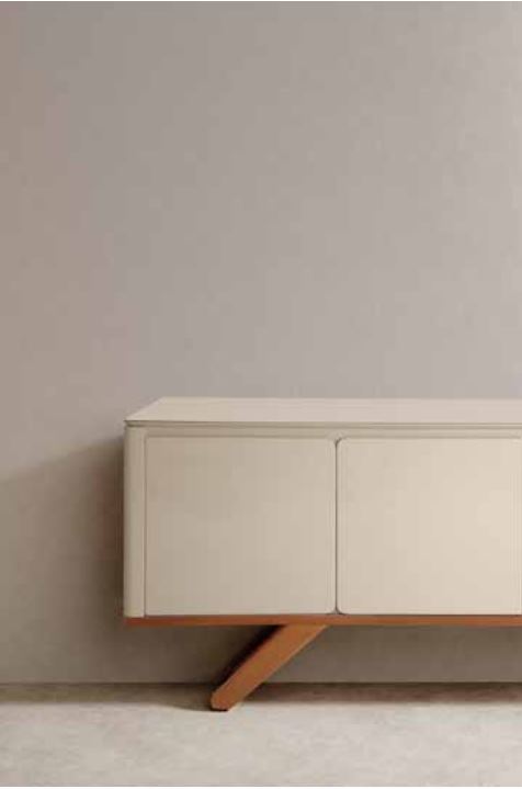 Ambiente 1 com Davos Buffet Wooden Base with White Lacquered Box and Doors 200cm