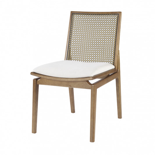 Austral Chair Wood with Straw and Cream Linen Upholstery 2422
