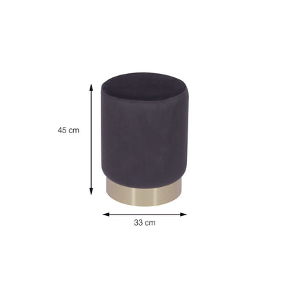 Gray Velvet Stool with Silver Base
