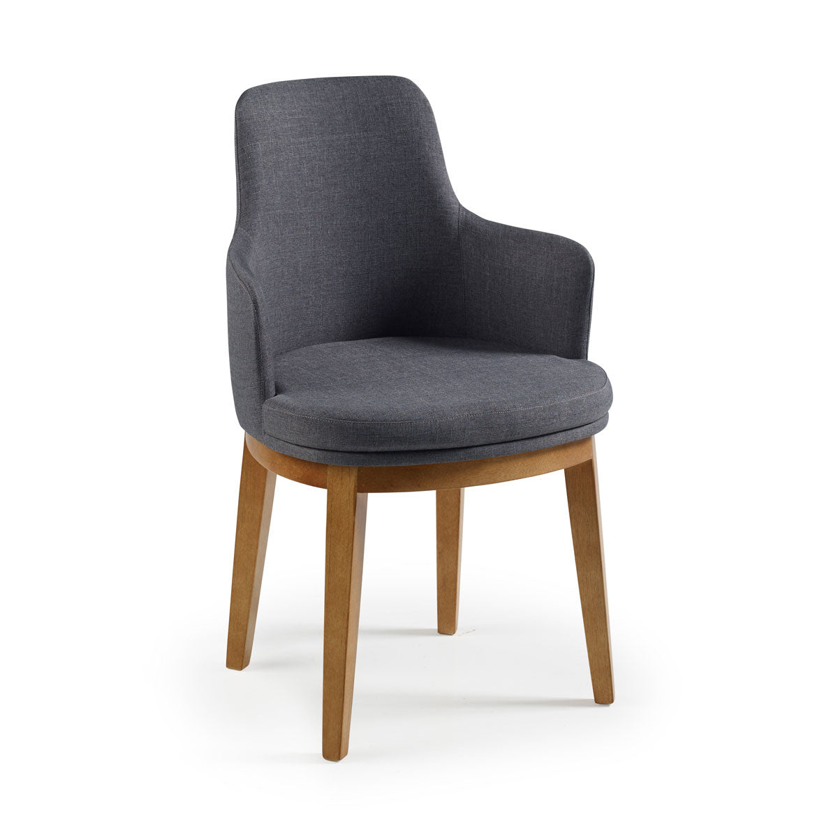 Silla Selene de madera con tapizado de lino gris