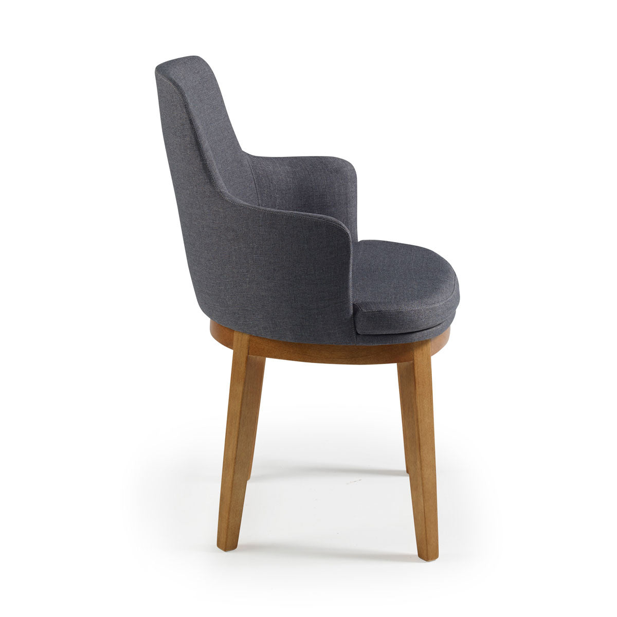 Silla Selene de madera con tapizado de lino gris
