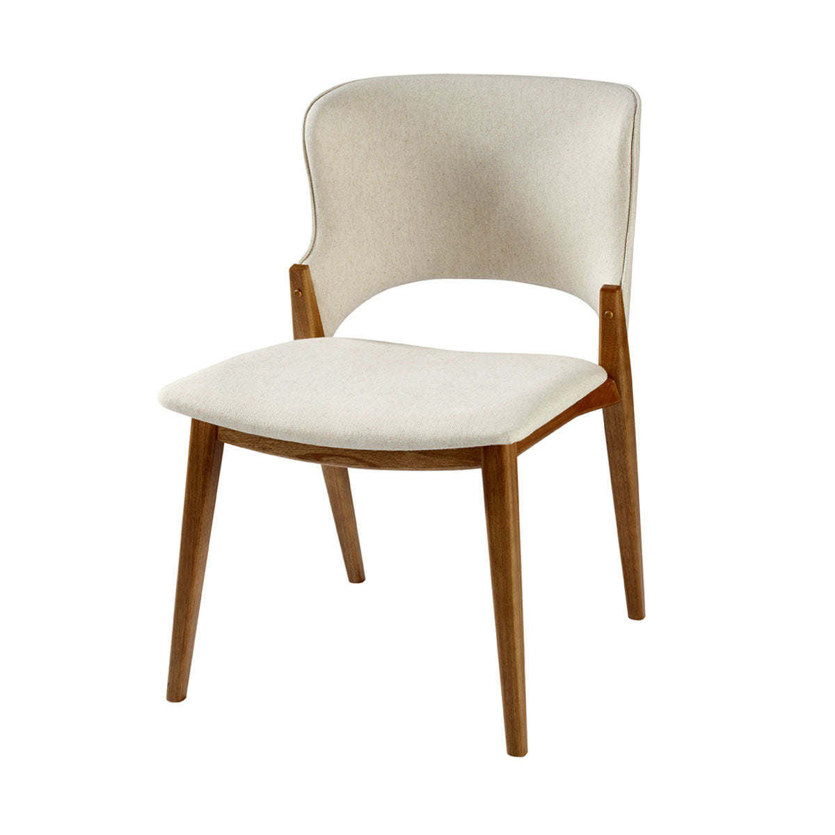 Maisa Wooden Chair with Cream Linen Upholstery