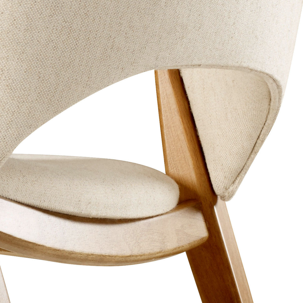 Maisa Wooden Chair with Cream Linen Upholstery