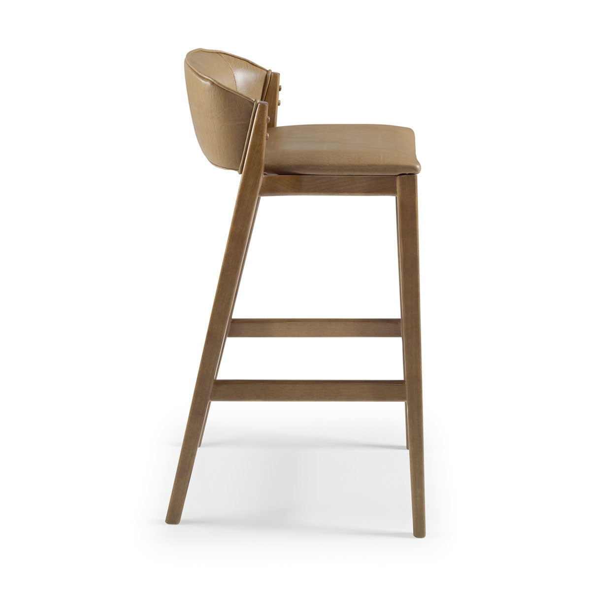 Taburete Maisa de Madera con Asiento Tapizado Corino Marrón 10124