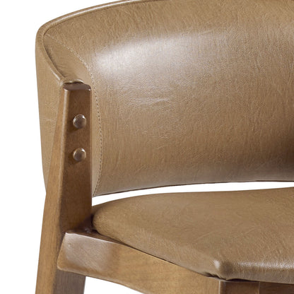 Taburete Maisa de Madera con Asiento Tapizado Corino Marrón 10124
