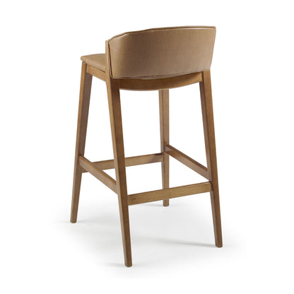 Taburete Maisa de Madera con Asiento Tapizado Corino Marrón 10124