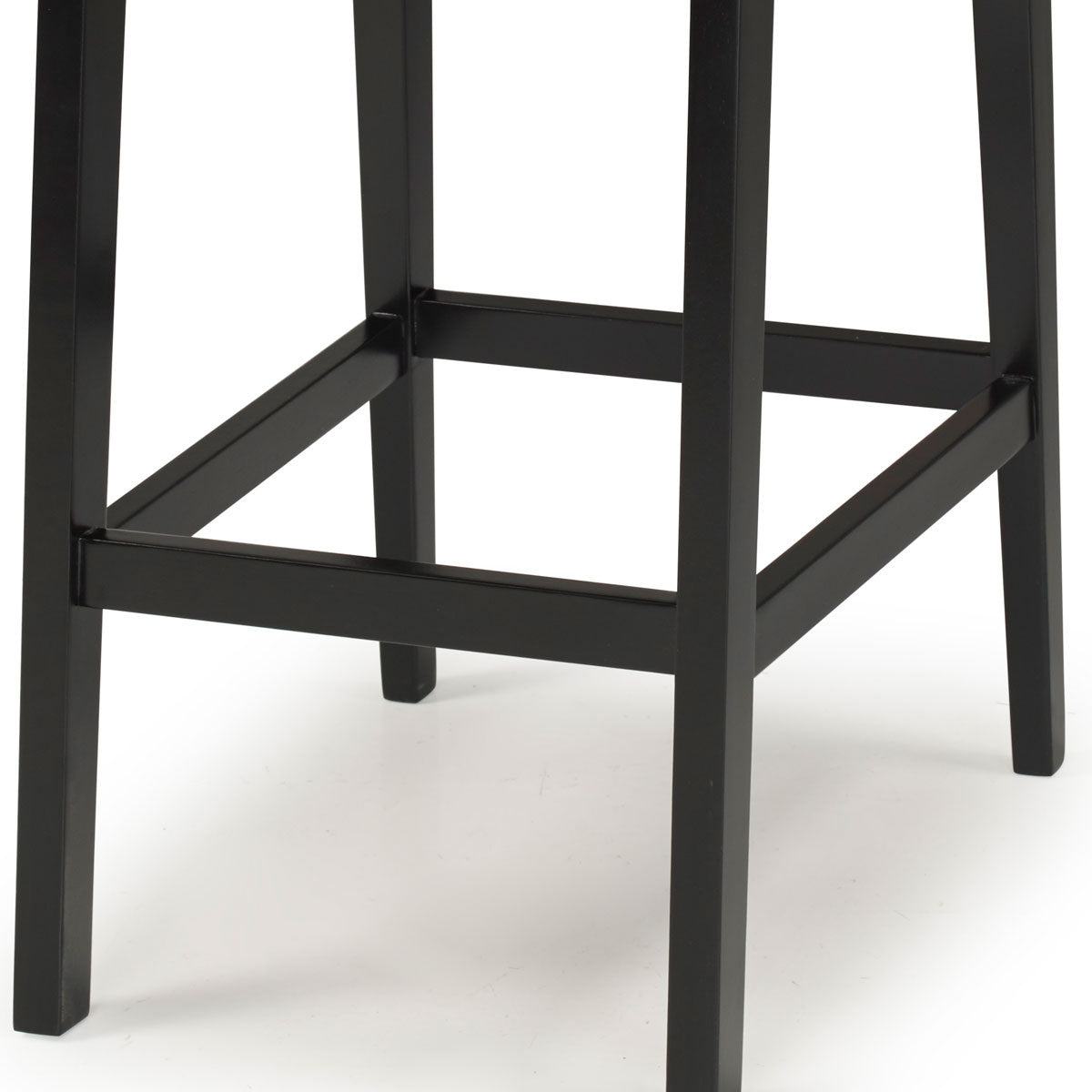 Taburete Dora Madera Lacada en Negro Tejido de Paja Natural Hexagonal con Asiento Tapizado en Lino 30124