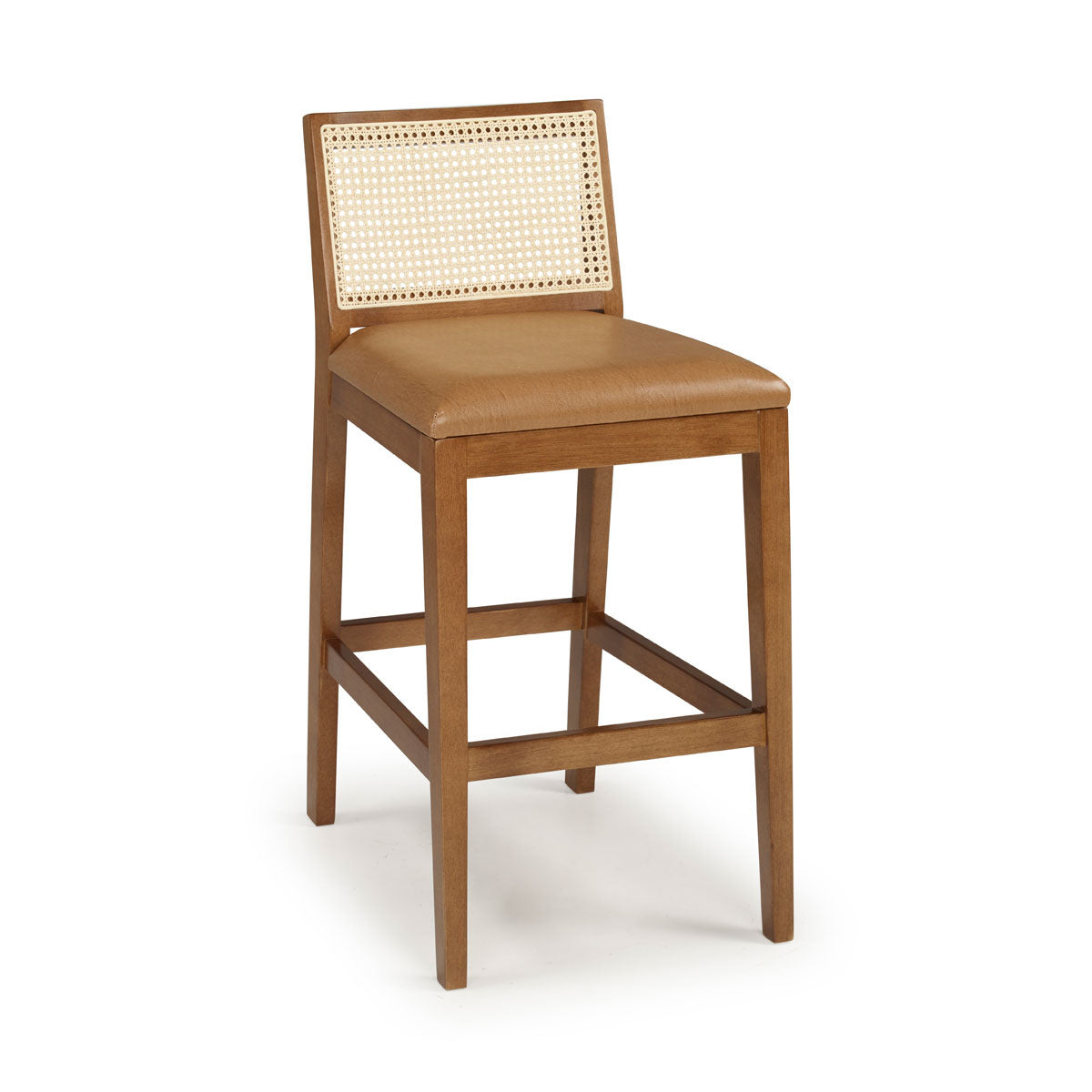 Taburete Dora Color Madera Imbuia Asiento Tapizado Lona Paja Natural Hexagonal Corino 1621
