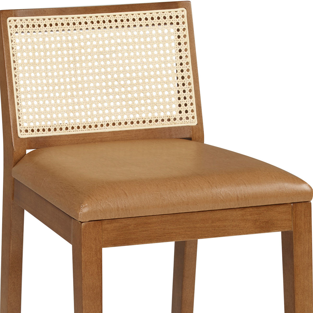 Taburete Dora Color Madera Imbuia Asiento Tapizado Lona Paja Natural Hexagonal Corino 1621