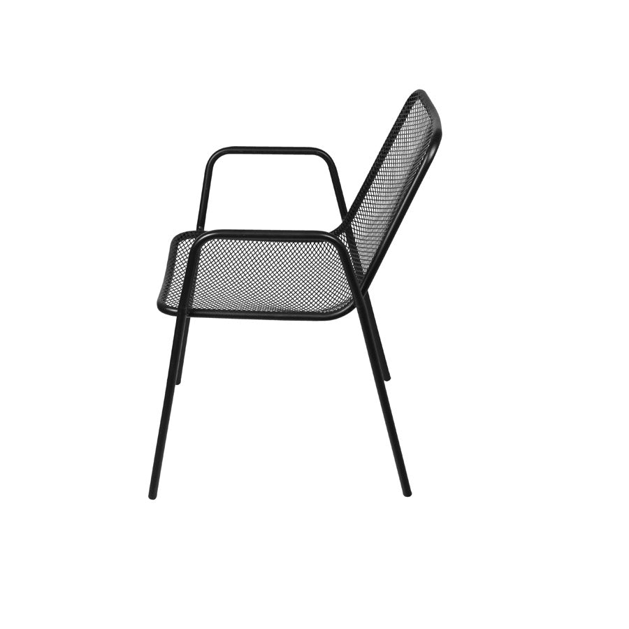 Cadeira Una em Ferro com Braço cor Preta