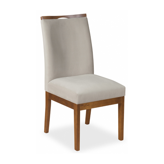 Ágata Chair, Wood and Grey Linen Upholstery 1222