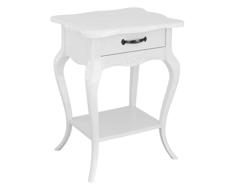 Canon Mesita de Noche Mesa Auxiliar 1 Cajón con Balda 53x45x71cm Madera Blanco