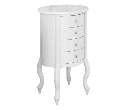 Mesa Lateral Luiza 4 Gavetas 44x44x76cm Madeira cor Branco