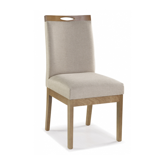Kendra Wooden Chair with Straw Linen Upholstery