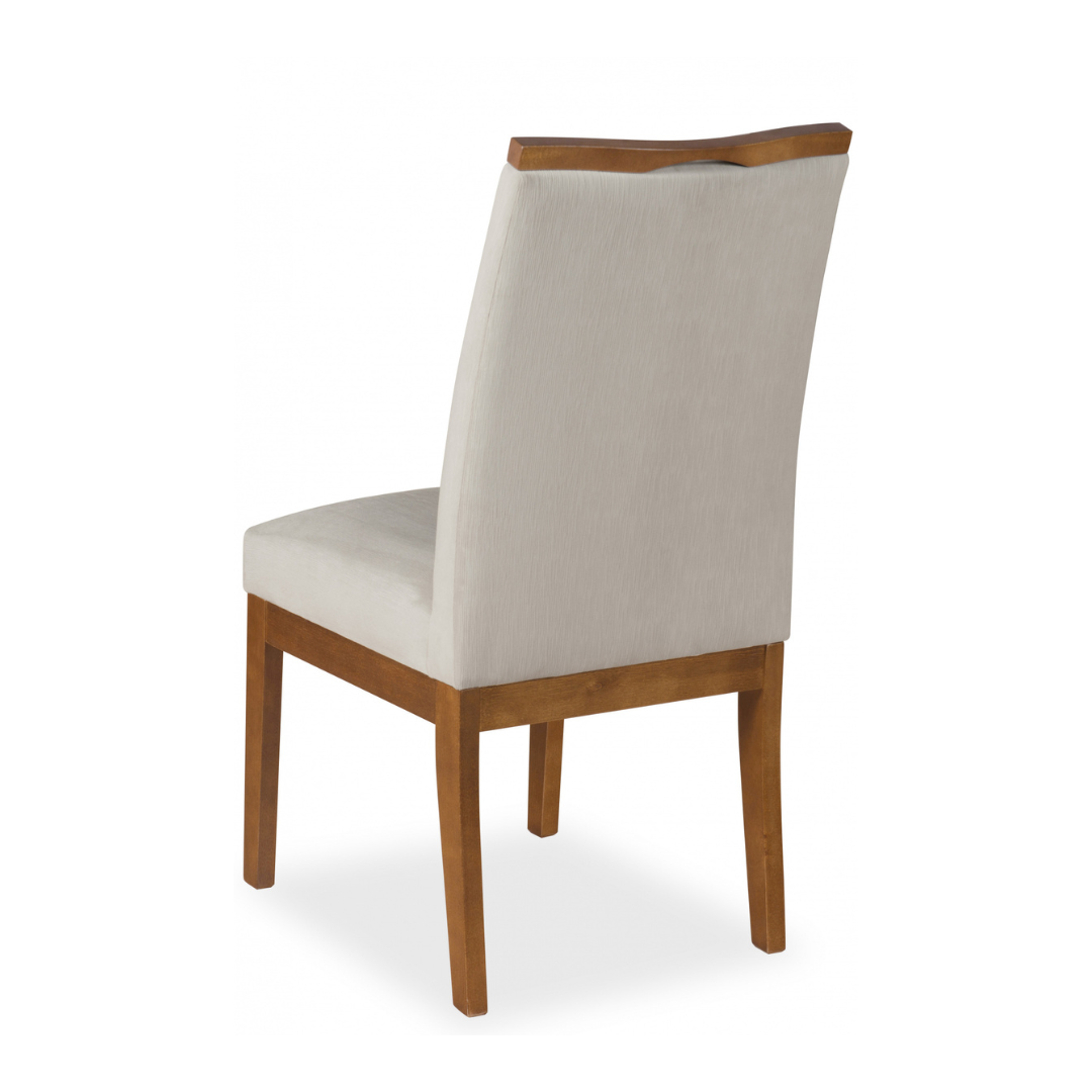 Ágata Chair, Wood and Grey Linen Upholstery 1222