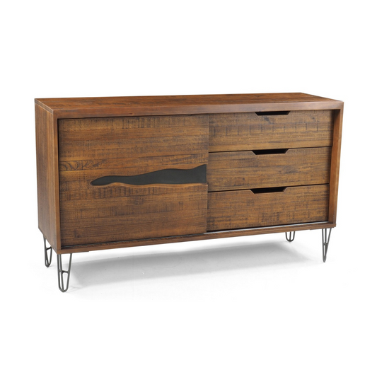 Mostrador Industrial Spin 88x152x46cm Madera Maciza y Hierro