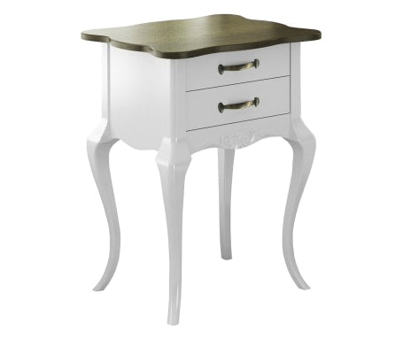Mesa Auxiliar Canon Mesita De Noche 2 Cajones 53x45x71cm Madera Blanco