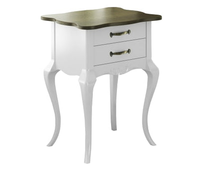 Mesa Auxiliar Canon Mesita De Noche 2 Cajones 53x45x71cm Madera Blanco