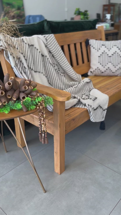 Straight Slatted Bench in Solid Wood