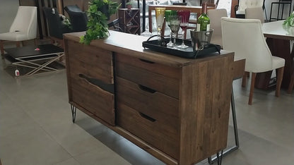 Mostrador Industrial Spin 88x152x46cm Madera Maciza y Hierro